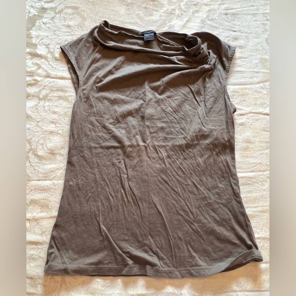 Ann Taylor LOFT Brown/Mushroom sleeveless Tee
